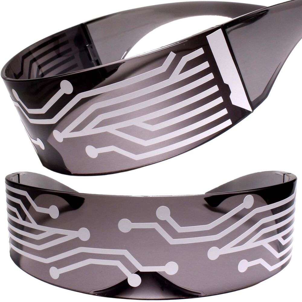 Bionic Cyborg Robot Tron Cosplay Party Rave Costume Futuristic Black Sun Glasses